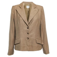 Armani Collezioni Dark Beige Patterned Wool Single Breasted Blazer L