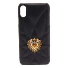 Funda Dolce & Gabbana Devotion de piel acolchada negra para iPhone XS