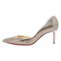 Christian Louboutin Pumps in pelle e glitter oro taglio laser Galu Taglia 36