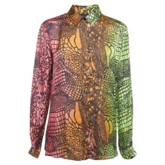 Just Cavalli Camisa de algodón con estampado de reptil multicolor L