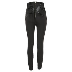 Elisabetta Franchi Black Stretch Crepe High Waist Skinny Trousers S