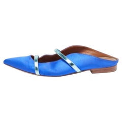 Malone Souliers Appartamenti Maureen in raso e pelle blu/metallica misura 37