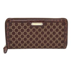 Cartera Continental con Cremallera de Lona y Piel de Cocodrilo Celine Macadam