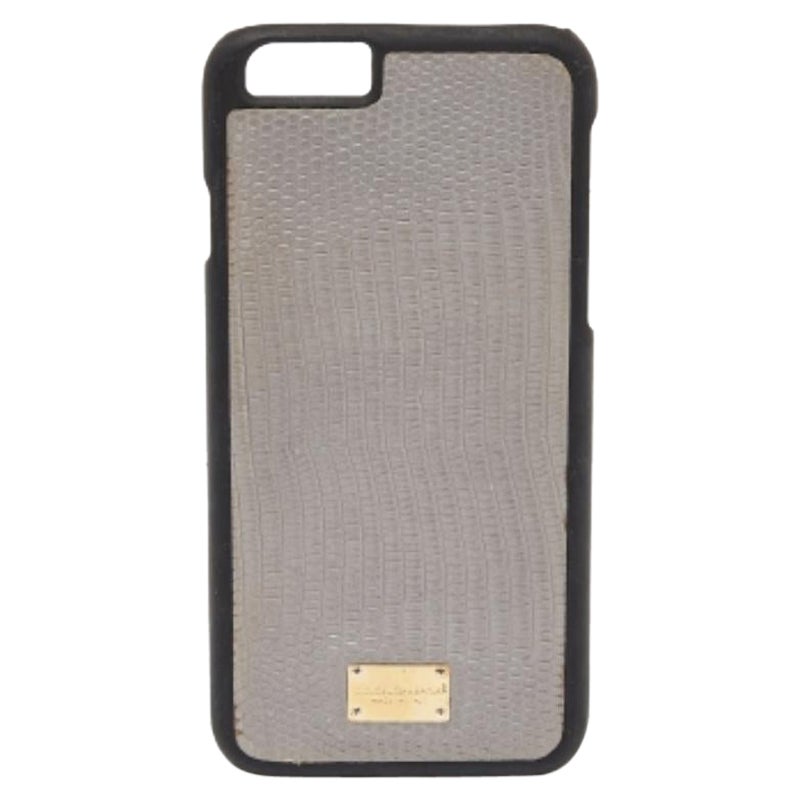 Dolce & Gabbana Housse pour iPhone 6 en cuir gris gaufré au lézard