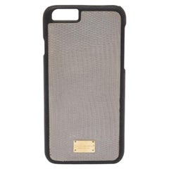 Dolce & Gabbana Housse pour iPhone 6 en cuir gris gaufré au lézard