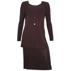 Saks Fifth Avenue 1990s Brown Knit Sleeveless Dress & Jacket Size 4/6. 7