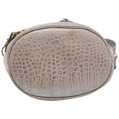 Aigner Graue Lederhandtasche mit Krokoprägung