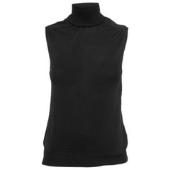 Victoria Beckham - Top sans manches à col roulé en tricot de laine noir S