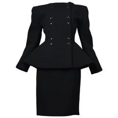 Vintage Pierre Cardin Couture Black Faille Suit