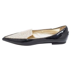 Jimmy Choo Chaussons de smoking à bout pointu en cuir et python noir/beige Taille 36,5