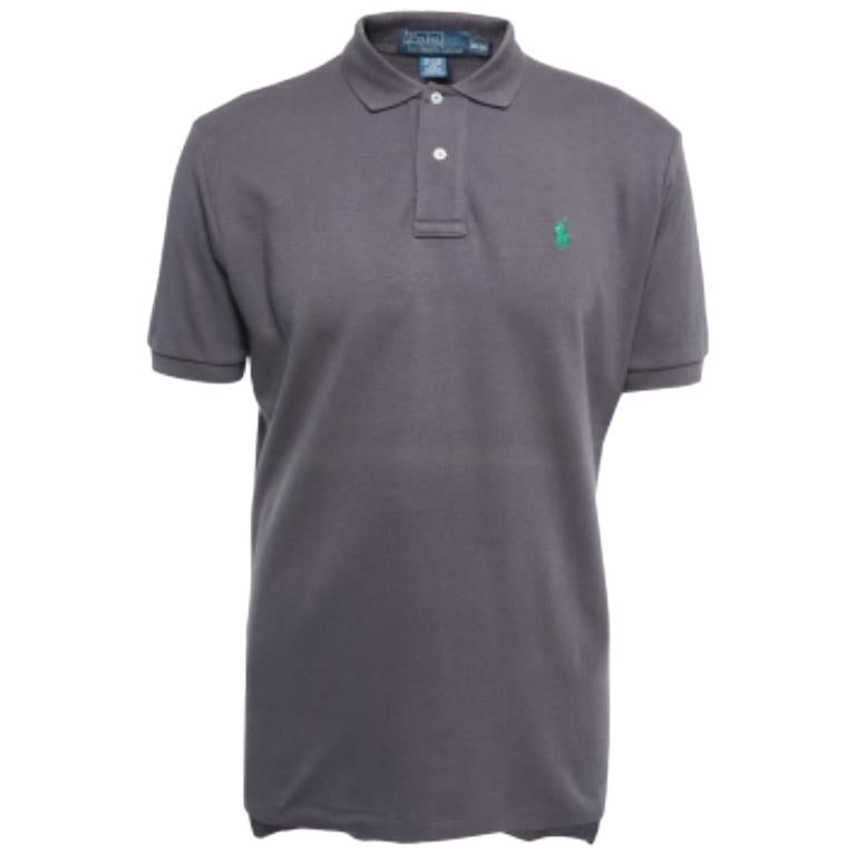 Polo Ralph Lauren Gris Logotipo Bordado Polo Algodón M