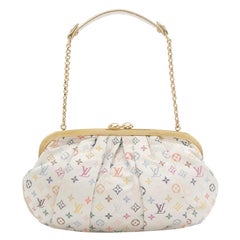 Louis Vuitton x Takashi Murakami White Monogram Satin Aumoniere Evening Clutch B