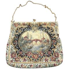 Water Under The Bridge Vintage Tapestry Purse, 1920s 