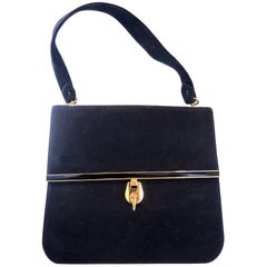 1960s Vintage Suede Bienen - Davis Black Handbag