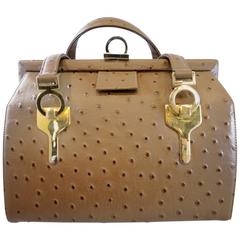 Vintage Koret Genuine Ostrich Brown Full Quill Handbag