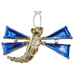 Vintage Famous 1940s Trifari Sterling Dragonfly Brooch