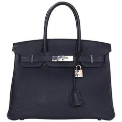 Hermes 2016 Navy Blue Bleu Nuit Togo Leather 30cm Birkin Bag