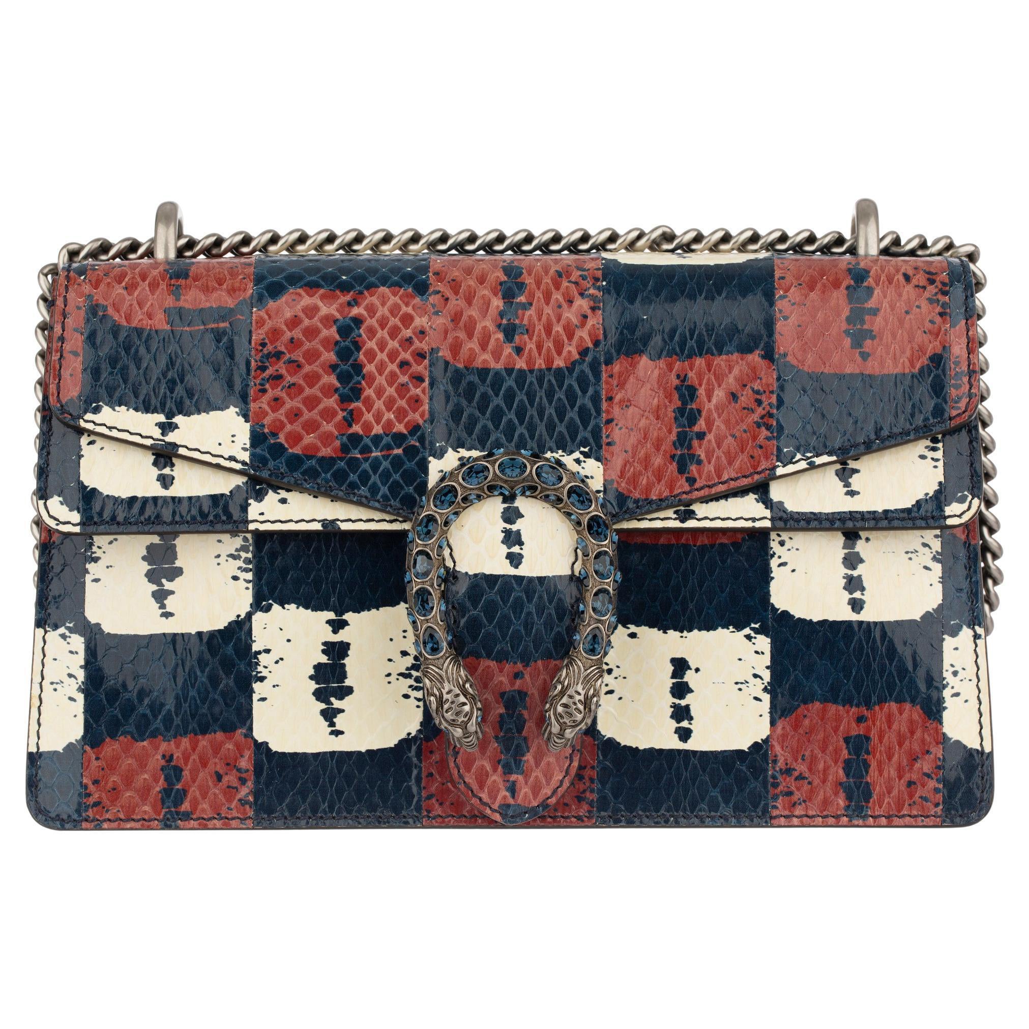 Gucci Dionysus Blau, Rot & Weiß Python Umhängetasche im Angebot