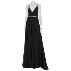 Saint Laurent Robe de soirée noire avec détails en cristal 38 FR