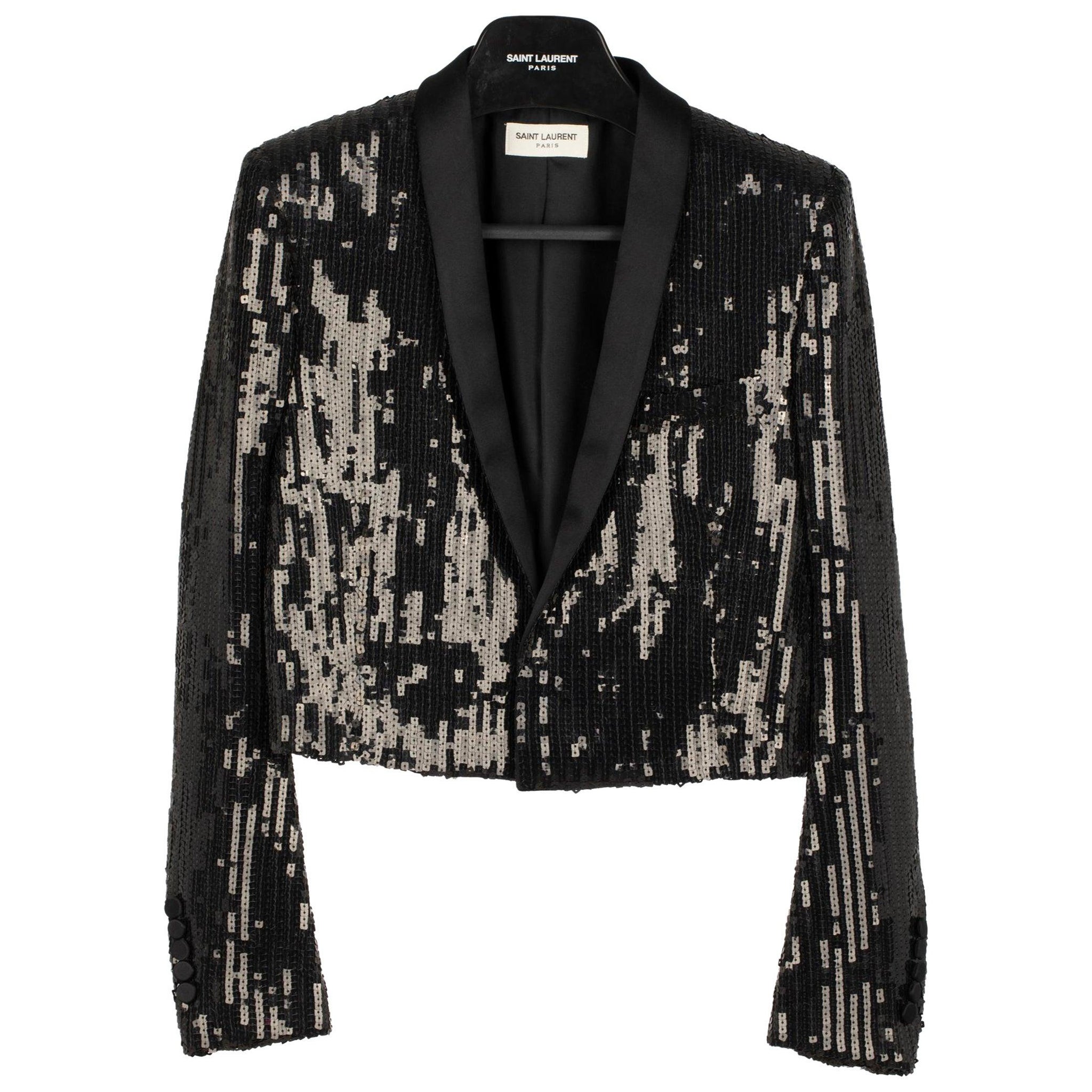 Yves Saint Laurent Veste de soirée à paillettes noir 36 Fr
