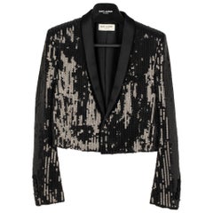 Yves Saint Laurent Veste de soirée à paillettes noir 36 Fr
