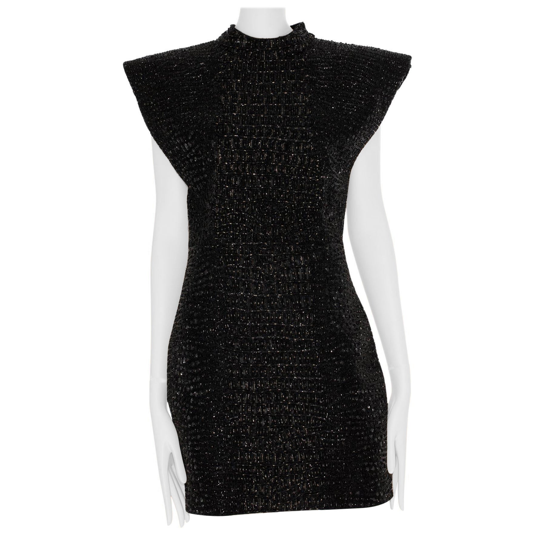 Yves Saint Laurent Couture Robe de soirée noire avec perles en crocodile 36 Fr