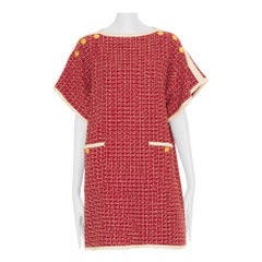 Gucci Tweed Rot & Off-White Tunikakleid 38 IT