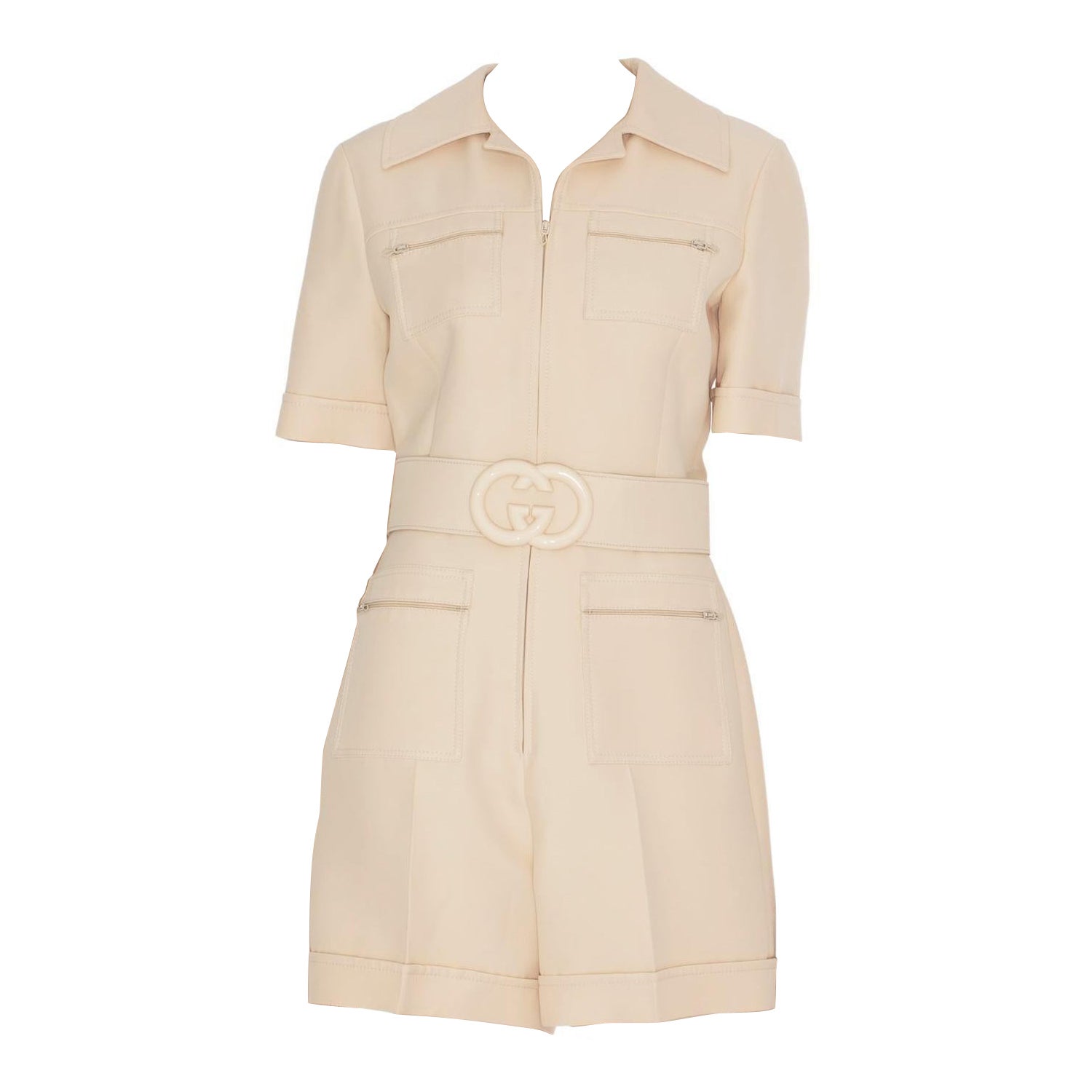 Gucci Mono Corto con Cinturón Mujer Marfil 38 IT