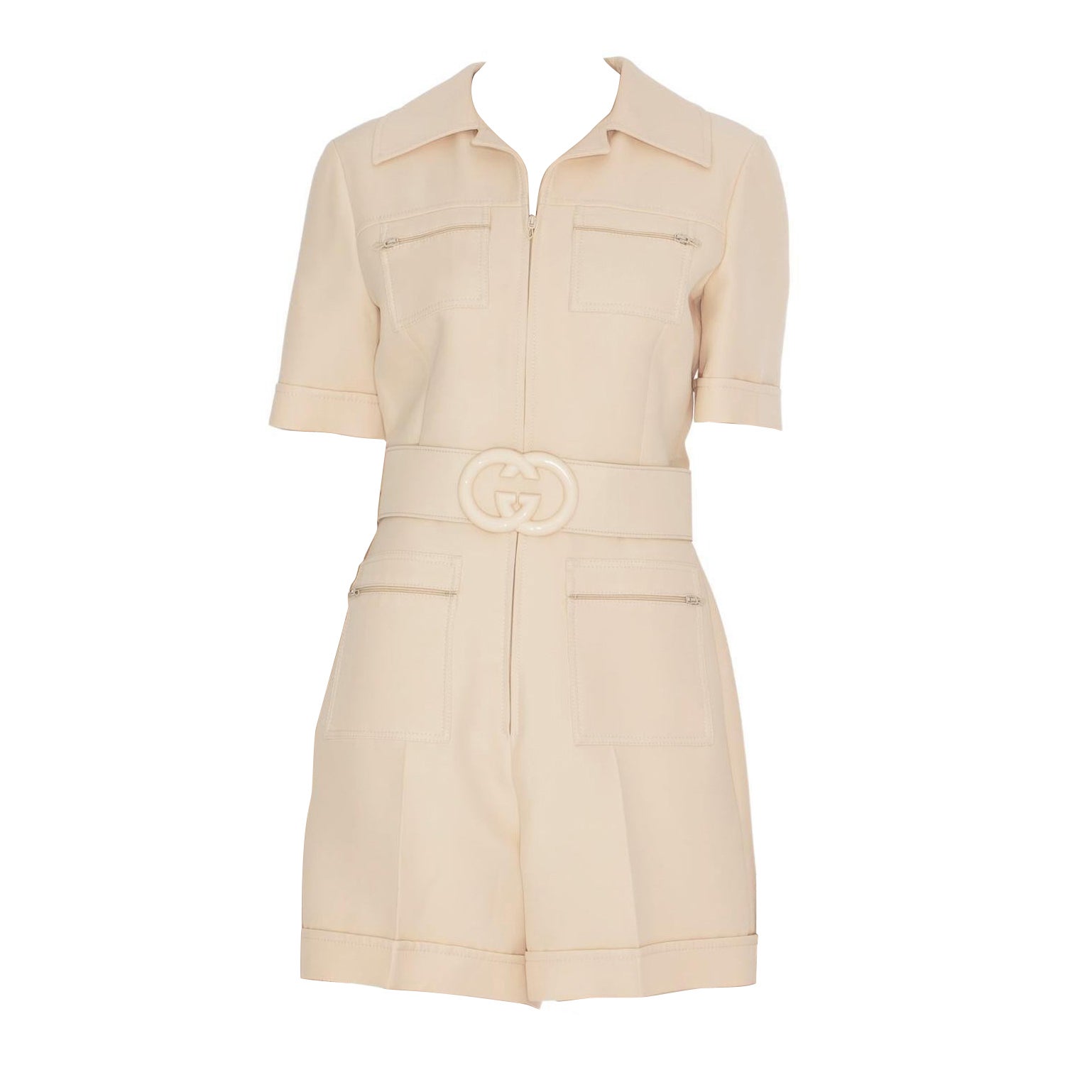 Gucci Mono Corto con Cinturón Mujer Marfil 40 IT