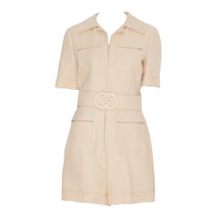Gucci Womens Short Belted Jumpsuit Ivory 40 IT
