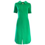 Kelly - Robe droite vintage à manches courtes en maille de laine vierge verte, style mod, années 1960