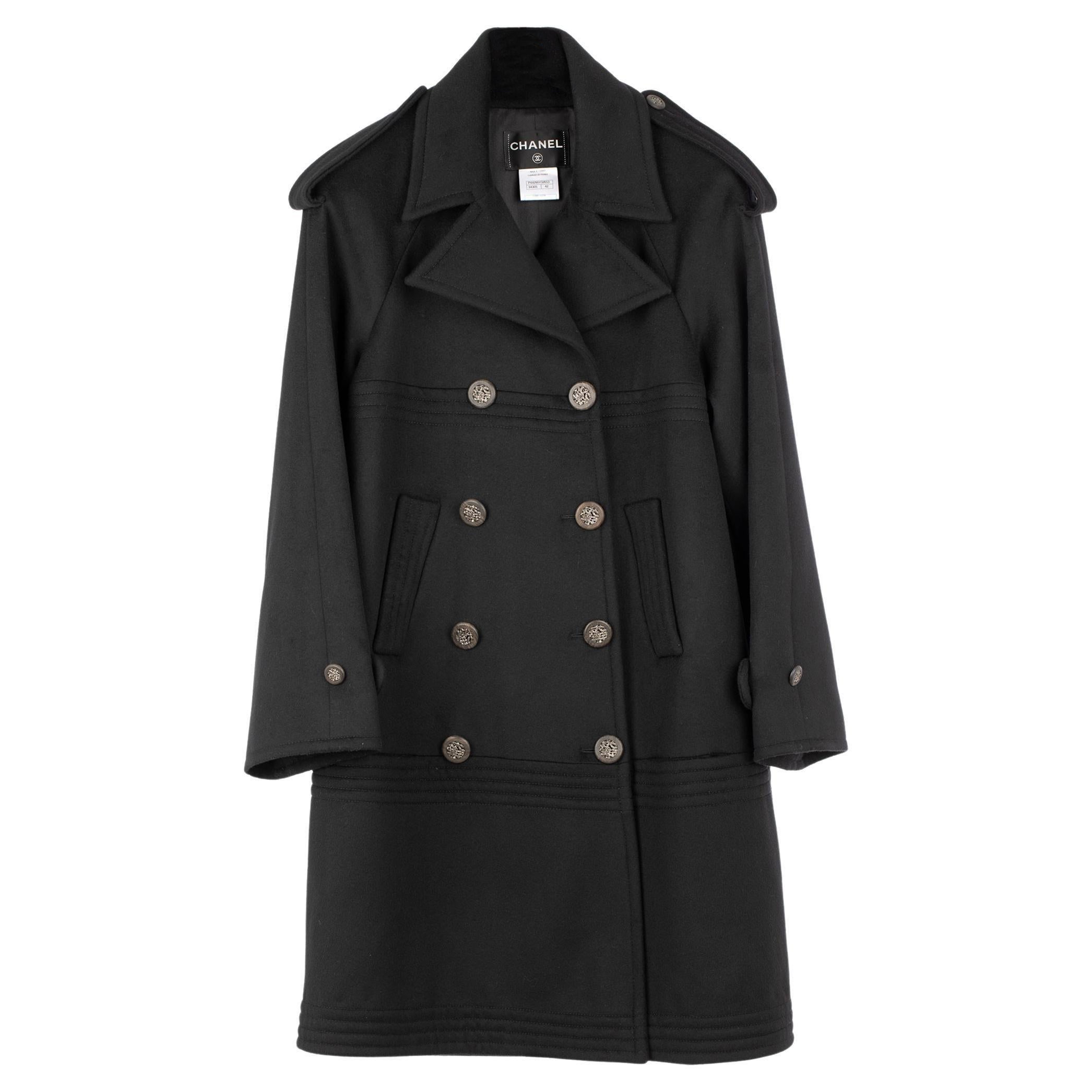 Chanel Abrigo largo negro 42 FR