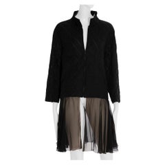 Chanel Quilted Black Jacket With Tulle 42 FR