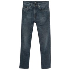 Boss By Hugo Boss Blu scuro lavato Denim Jeans Regular Fit L Vita 30"