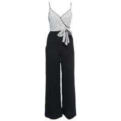 Diane von Furstenberg - Tuta in crepe e seta a gamba larga con dettagli a cravatta XXS