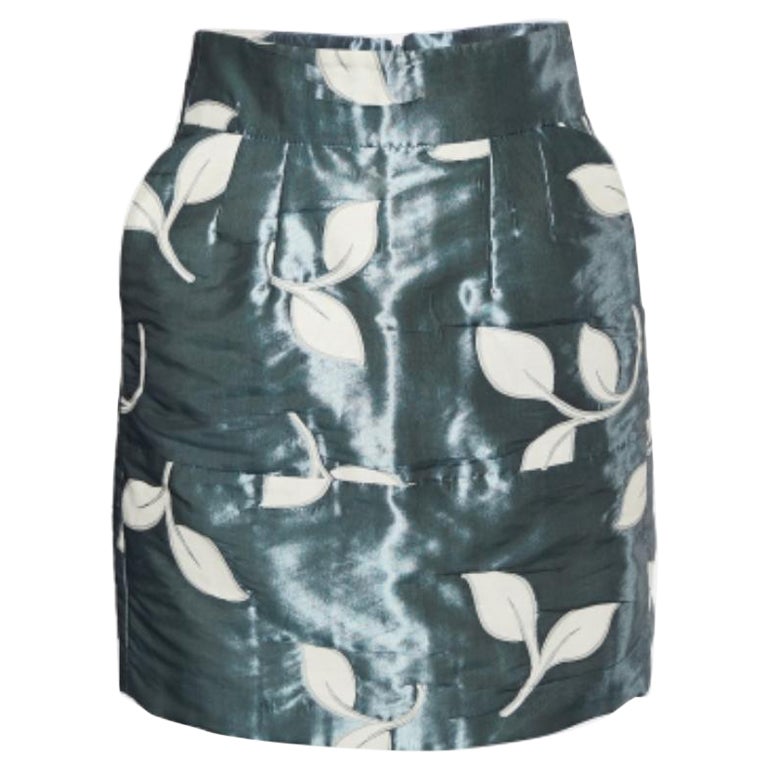 Emporio Armani Mini gonna in jacquard a foglia blu S