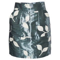 Emporio Armani Mini gonna in jacquard a foglia blu S