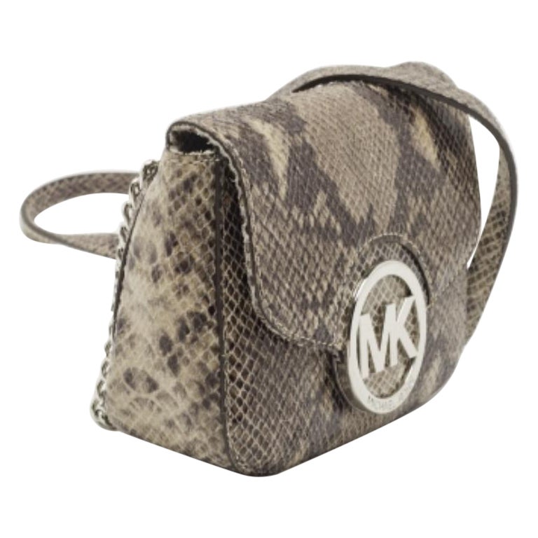 Michael Michael Kors - Borsa a tracolla Fulton con patta in pelle goffrata di pitone nero