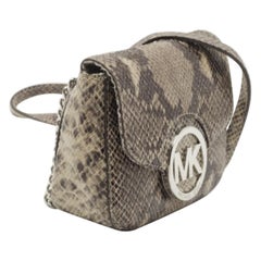 Michael Michael Kors - Borsa a tracolla Fulton con patta in pelle goffrata di pitone nero