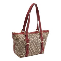 Tote con zip in tela e pelle firmata Dkny beige/rossa