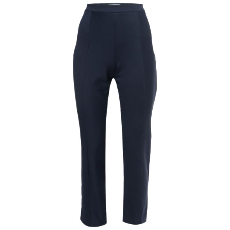 Diane von Furstenberg Pantaloni slim in maglia elasticizzata blu navy L. in vendita