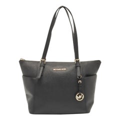 MICHAEL Michael Kors Fourre-tout zippé Jet Set en cuir Saffiano noir