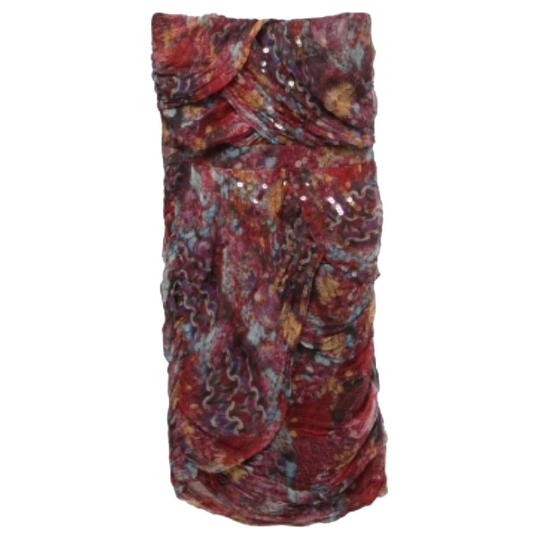 Diane von Furstenberg - Rouge - Mini robe bustier en soie imprimée avec ornements Garvin S en vente