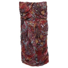 Diane Von Furstenberg Red Printed Silk Embellished Garvin Strapless Mini Dress S