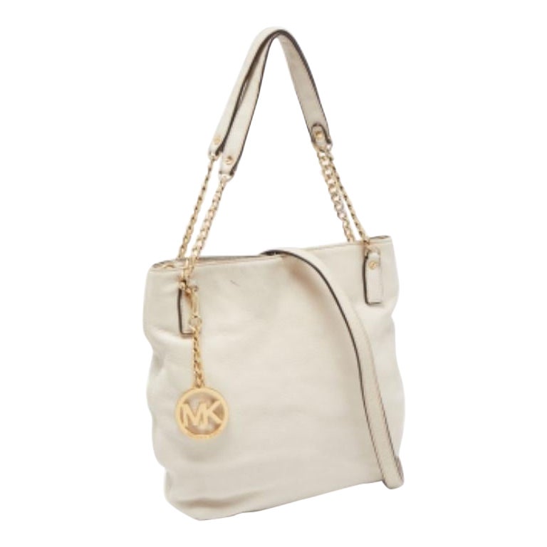 MICHAEL Michael Kors Off White Leder Umhängetasche mit Charme