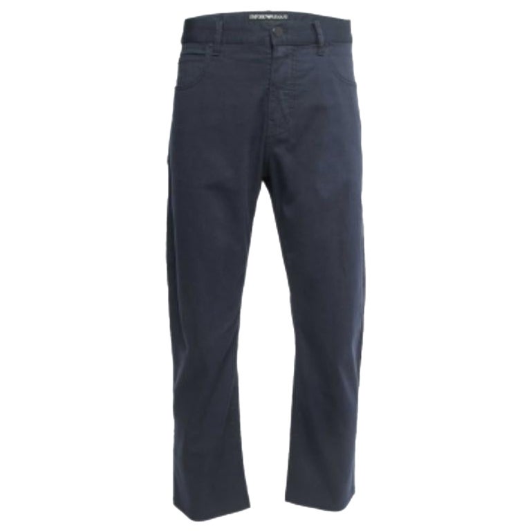 Emporio Armani Marineblaue Baumwolle Regular Fit Hose XXL