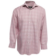 Boss By Hugo Boss Rot kariertes Hemd aus Baumwollmischung mit Knopfleiste und langen Ärmeln XXL