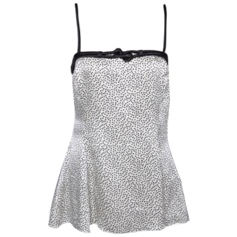 Emporio Armani Top Cami in seta stampata monocromo M in vendita