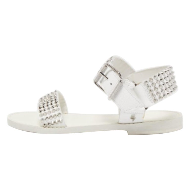 Zadig & Voltaire Weißes Leder Knöchelriemchen Pfennig-Sandalen Größe 36