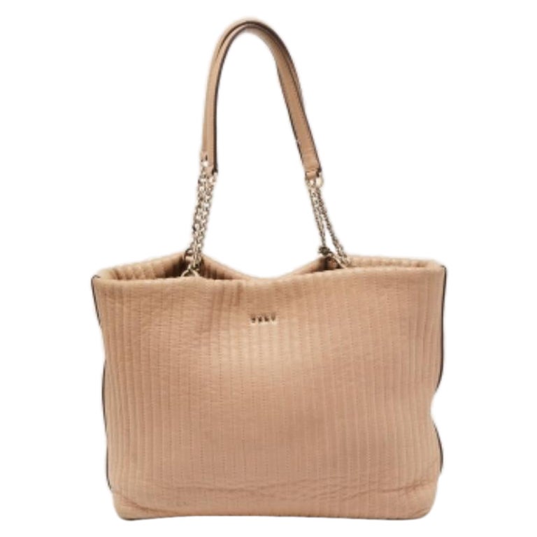 DKNY Tote a catena in pelle trapuntata beige